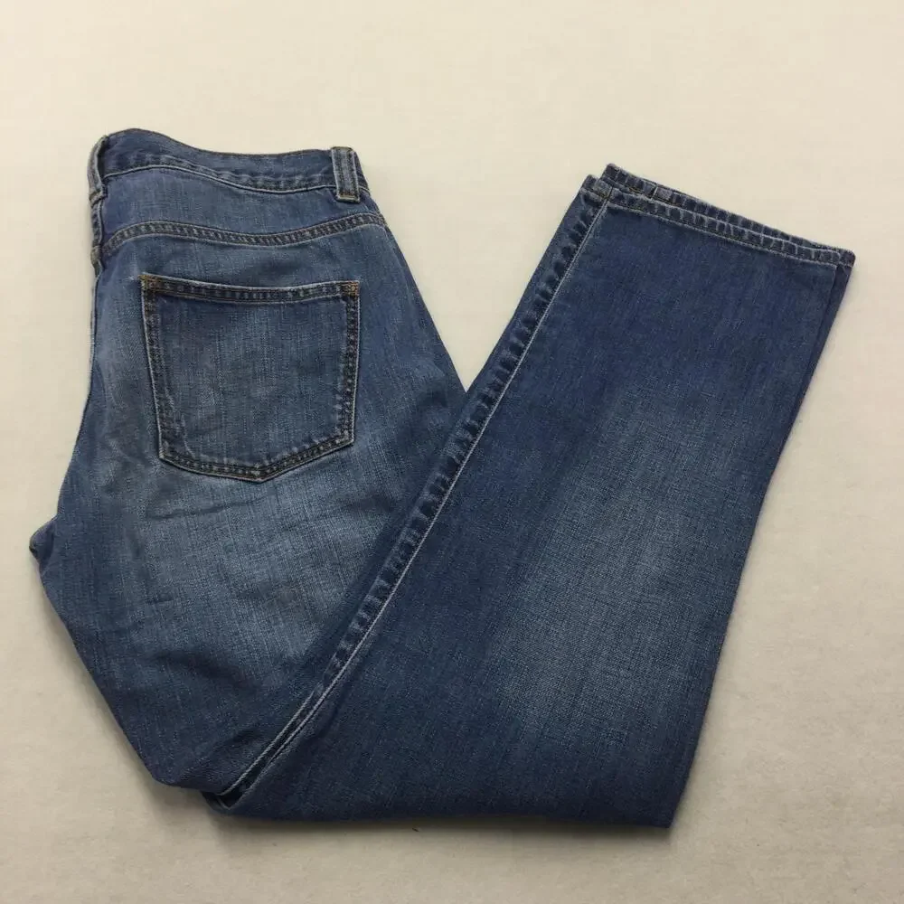 Talbots Jeans Womens 14 Blue Medium Wash Straight Leg Mid Rise Denim Classic Fit